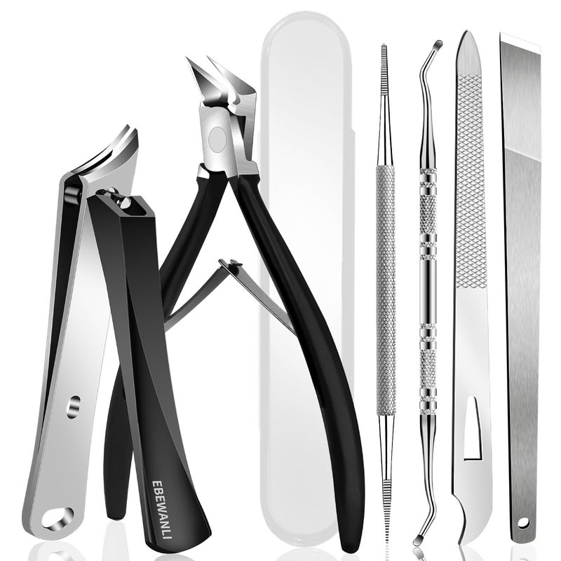 EBEWANLI Ingrown Toenail Removal Kit 6PCS Stainless Steel Toe Nail Kit Straight Edge Oblique and Curved Slanted Nail Clippers Cutters for Ingrown Nails Professional Pedicure Tool at Home